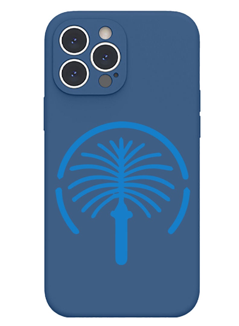 Theodor Protective Slim Fit Case Liquid Silicone Cover with Full Body Protection Anti-Scratch Shockproof Case For iPhone 12 Pro Max Blue  - Palm Jumeriah Blue - Image 1