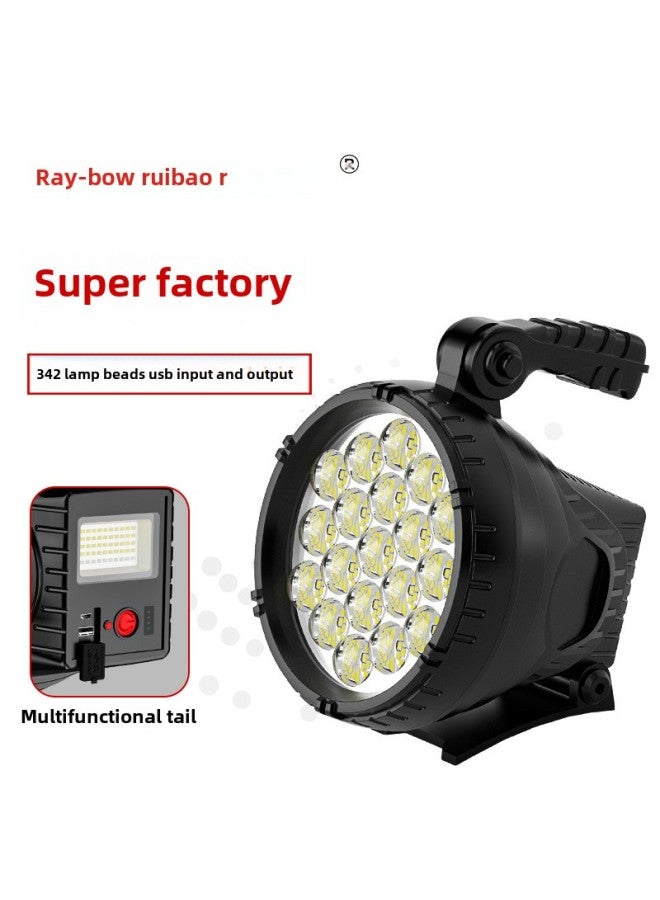Portable Lamp Patch Lamp Bead Searchlight USB Charging Treasure Function Power Display Handheld Flood Light-Color:1500 Lumens RB-059 (bare Lamp + Charging Line + Color Box) Built-in 3 18650 Lithium Batteries  - Image 1