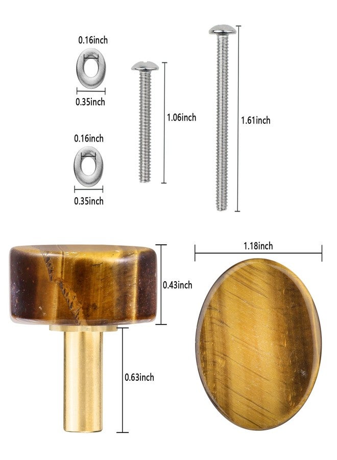 moonsix 4pcs Circle Crystal Stone Polished Drawer Knobs for Kitchen Handle Pull Cupboard Door Dresser Wardrobe Closet, Tiger’s Eye Stone - Image 3