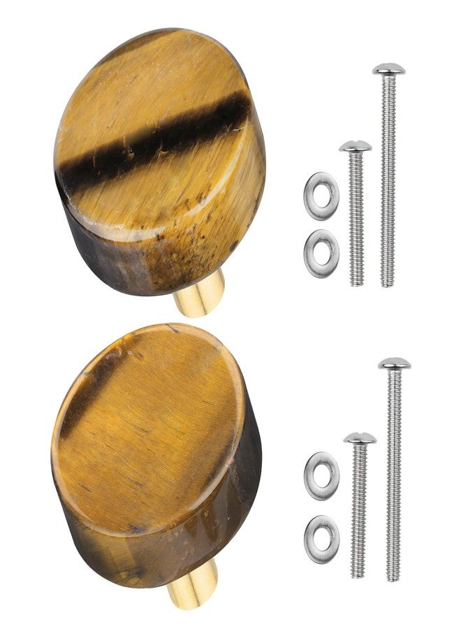 moonsix 4pcs Circle Crystal Stone Polished Drawer Knobs for Kitchen Handle Pull Cupboard Door Dresser Wardrobe Closet, Tiger’s Eye Stone - Image 5