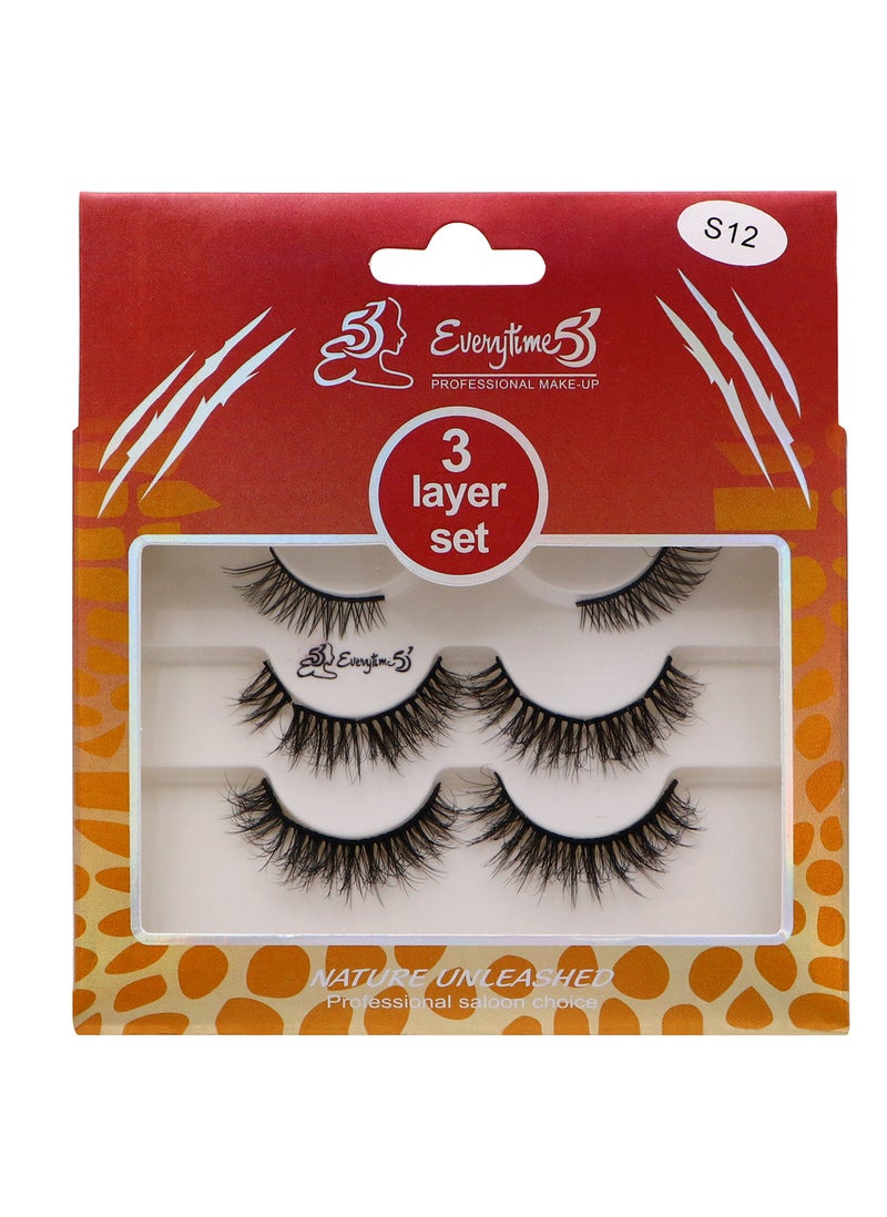 Everytime53 Women's 3 Layer Set Eye Lashes - S12 - Image 1