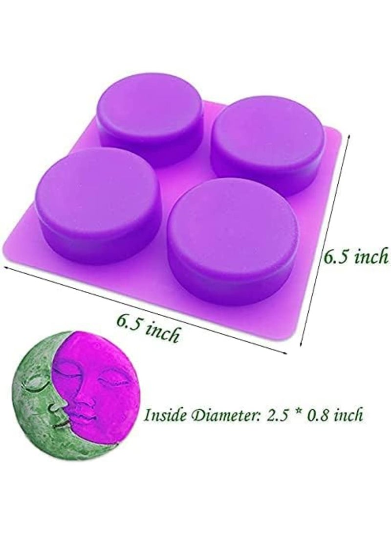 Luckam Sun & Moon Silicone Soap Moulds, 4 Cavity Crescent Moon Face Silicone Soap Mould for Homemade Lotion Bar, Bath Bombs, Polymer Clay, DIY Candle Resin Making - Image 2