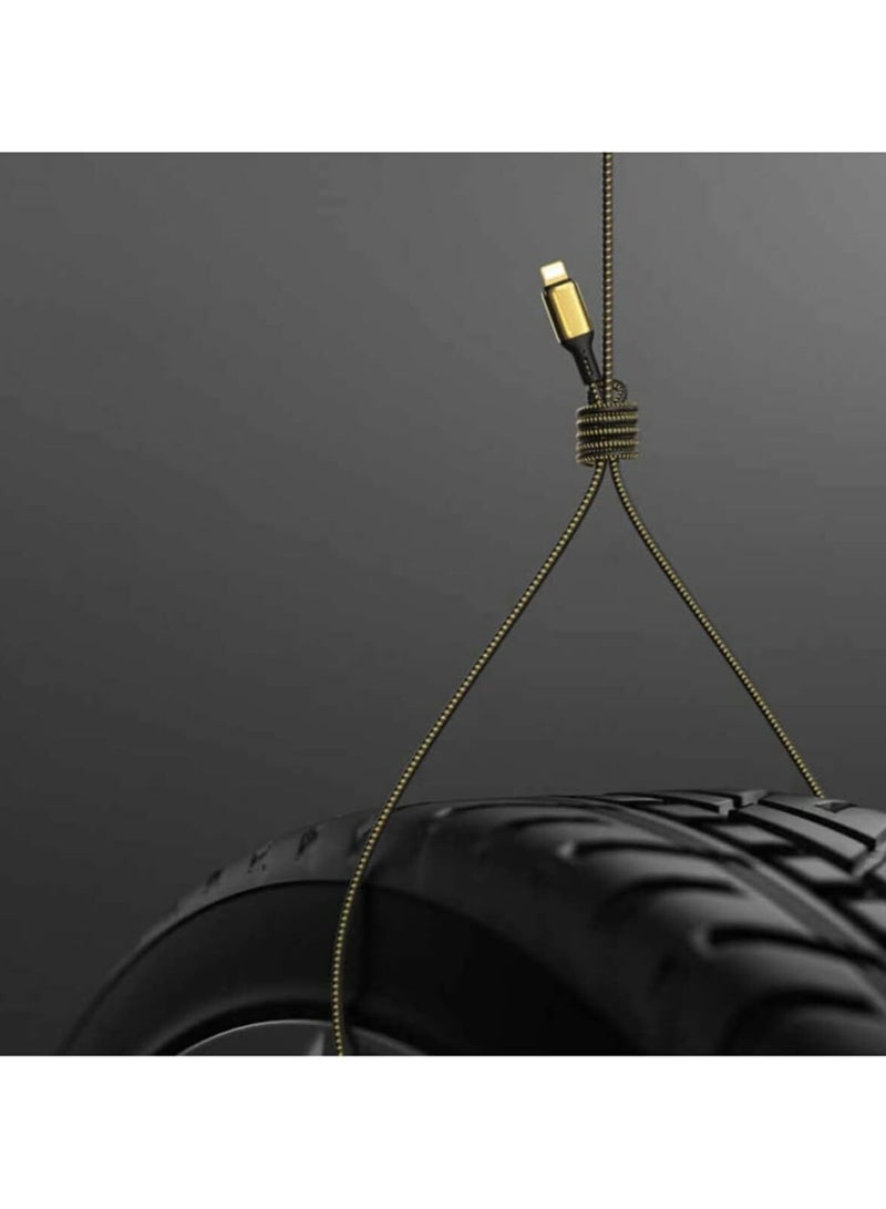 USB Compatible Lightning 18K 20W Data Cable, Golden - 2m  - Image 4