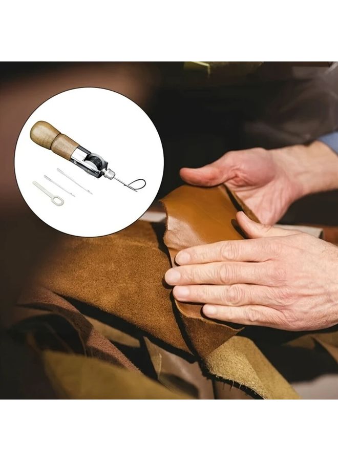 Wooden Hand Sewing Machine Leather Craft DIY Tool Metal Sewing Kit - Image 5