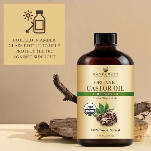 handcraft Blends زيت الخروع العضوي البارد المضغوط 4 أونصات | زجاجة زجاجية | فرش رموش | 100% نقي وطبيعي | زيت ناقل من الدرجة الممتازة | للشعر والرموش والحواجب | للشعر والجسم - Image 5