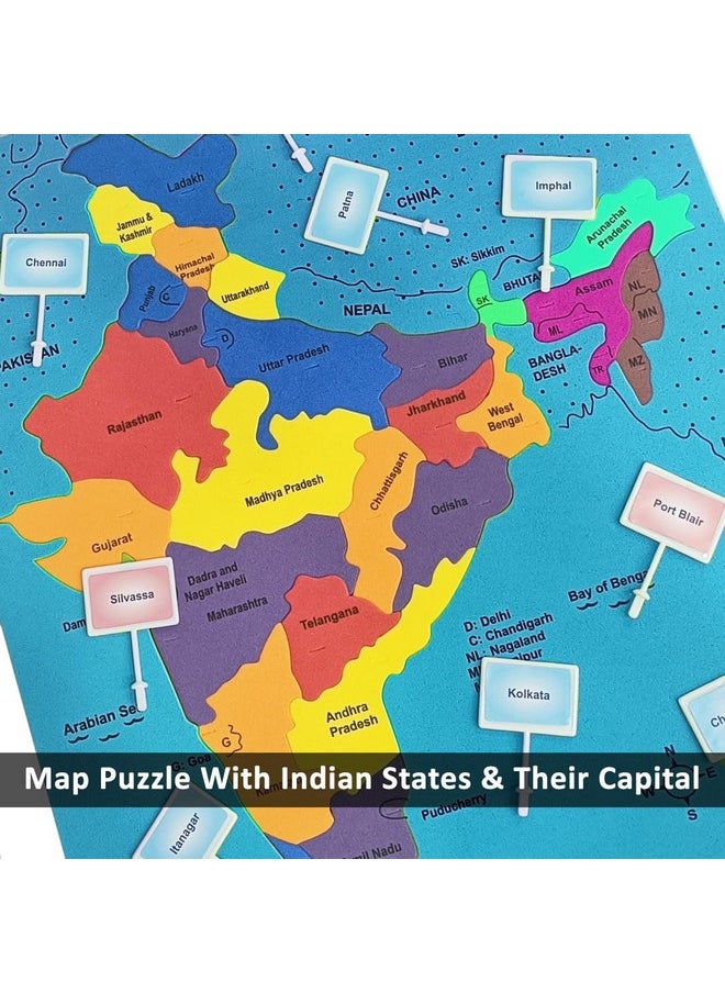 India Map 24-Piece Jigsaw Puzzle, State Shaped Soft Pieces, Educational Toy For Kids 3+, Learn States, Capitals & Union Territories - pzsku/ZDAC4A4702AAB987F74CCZ/45/_/1733730183/078249eb-794c-4549-ba7e-d81fb63eb6de