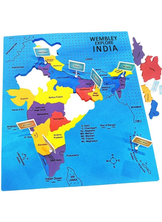 India Map 24-Piece Jigsaw Puzzle, State Shaped Soft Pieces, Educational Toy For Kids 3+, Learn States, Capitals & Union Territories - pzsku/ZDAC4A4702AAB987F74CCZ/45/_/1733730261/0b7cfd87-f8d4-455b-9bc3-466b275452d6