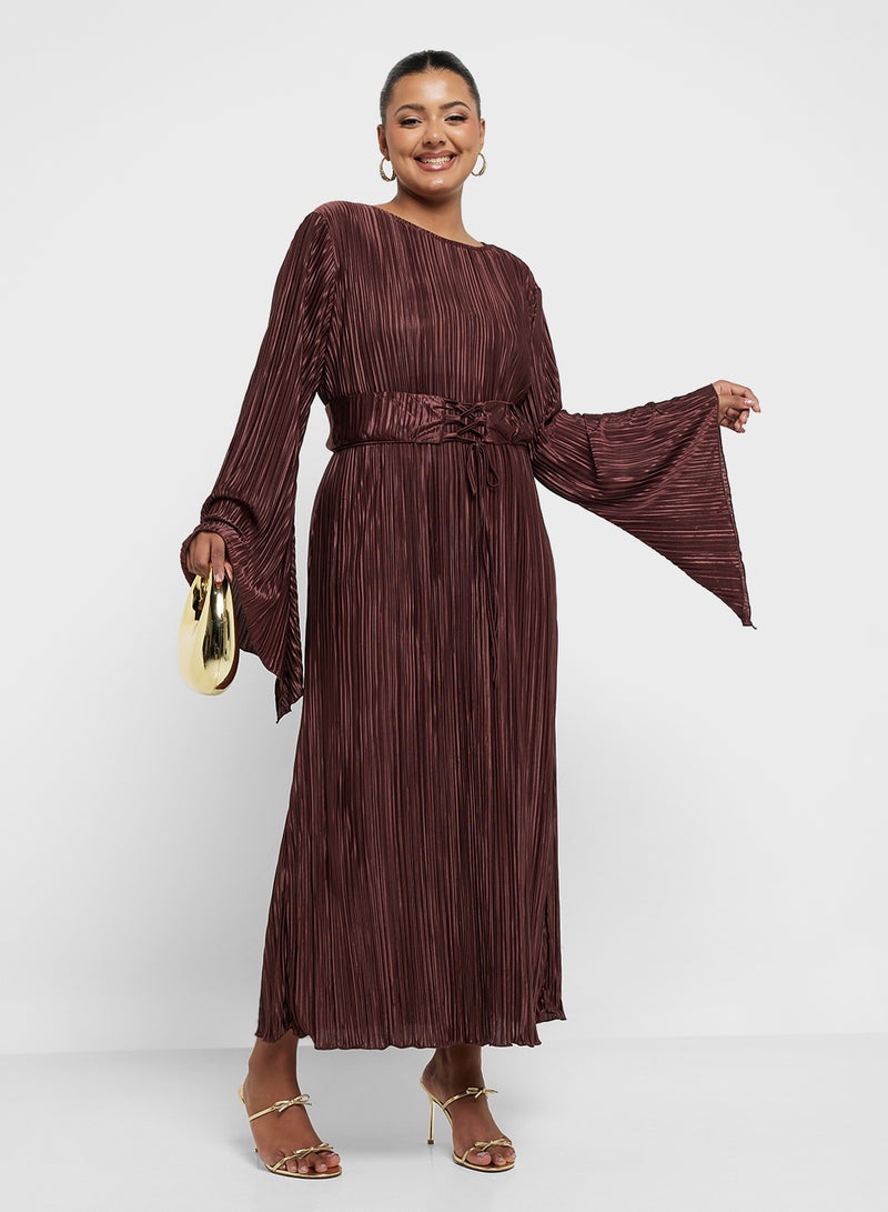 Ella Plus Pleated Flared Sleeve Dress - Image 1