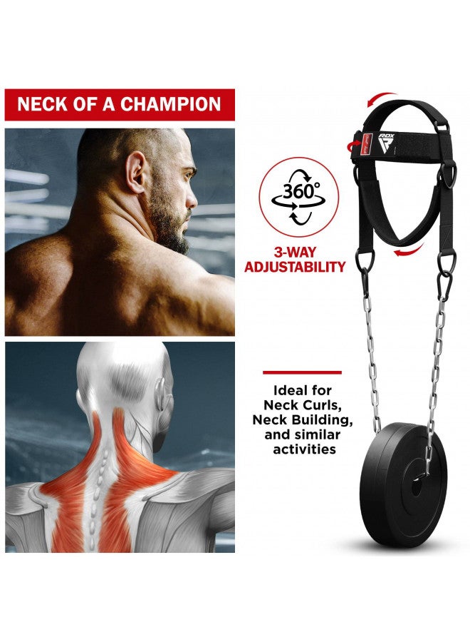 Rdx حزام رقبة RDX لرفع الأثقال، جهاز تمرين حزام الرأس، مُعزز رقبة مبطن بسماكة 4 مم، سلسلة فولاذية قابلة للتعديل بطول 90 سم، تمرين مقاومة قوة الملاكمة في الصالة الرياضية، معدات مدرب القوة - Image 2