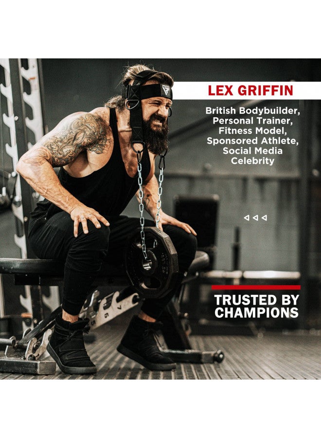 Rdx حزام رقبة RDX لرفع الأثقال، جهاز تمرين حزام الرأس، مُعزز رقبة مبطن بسماكة 4 مم، سلسلة فولاذية قابلة للتعديل بطول 90 سم، تمرين مقاومة قوة الملاكمة في الصالة الرياضية، معدات مدرب القوة - Image 5