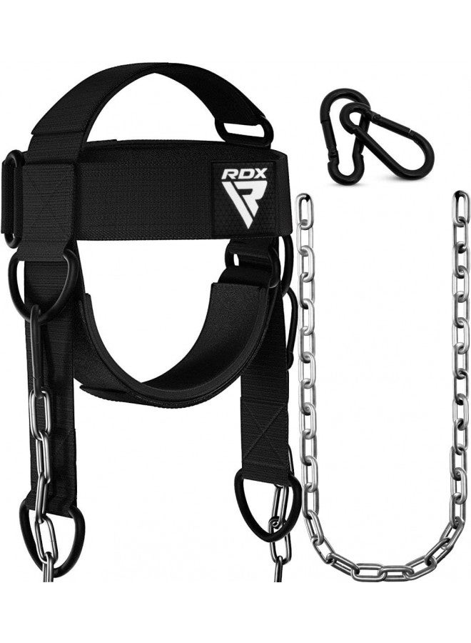 Rdx حزام رقبة RDX لرفع الأثقال، جهاز تمرين حزام الرأس، مُعزز رقبة مبطن بسماكة 4 مم، سلسلة فولاذية قابلة للتعديل بطول 90 سم، تمرين مقاومة قوة الملاكمة في الصالة الرياضية، معدات مدرب القوة - Image 1