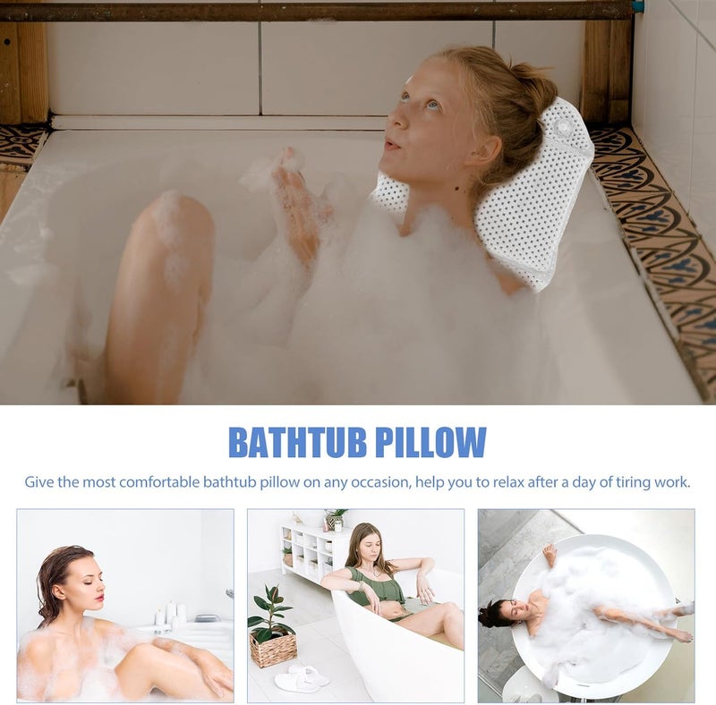 GALPADA Bath Pillow for Bathtub with Suction Cups, Comfortable PVC Foam Bath Neck Pillow, Non-Slip Headrest Cushion for Home Spa and Bathroom Relaxation, White - Image 4