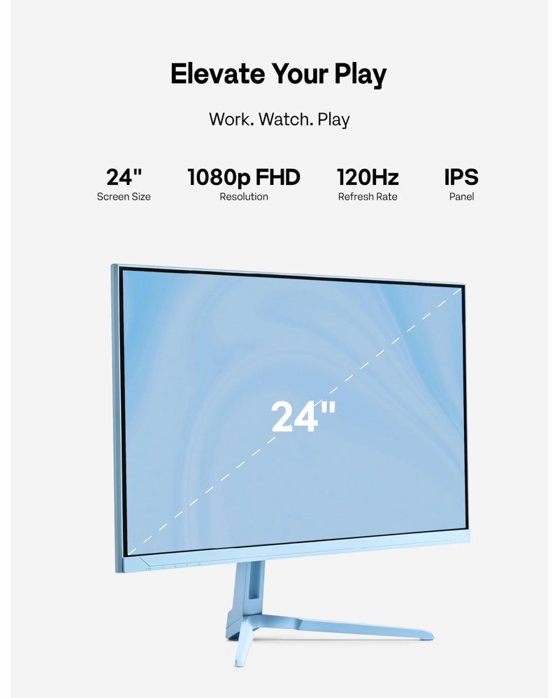 Pixio PX246 Wave Blue 24 inch 120Hz Refresh Rate FHD 1080p Resolution IPS Panel 4ms GTG Response Time Gaming Monitor with Adaptive Sync - Image 3