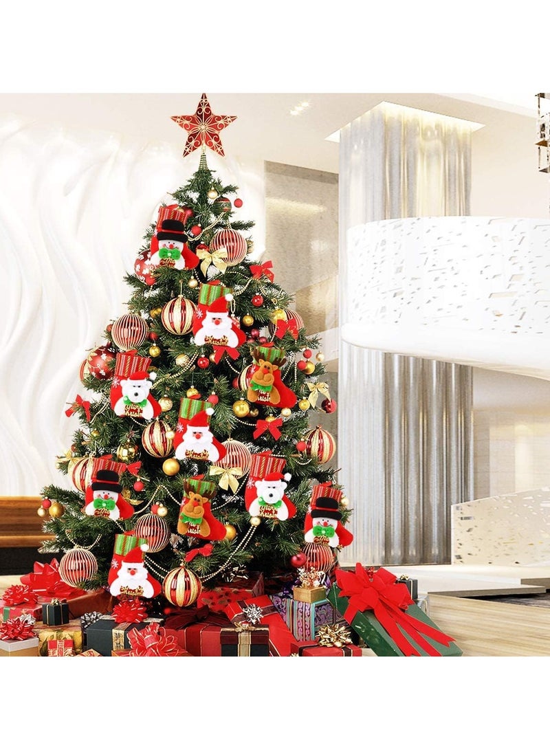 AUTOYSUR 3 Pack Christmas Stockings Gift Bag, 3D Christmas Stockings Gift & Treat Bags for Holiday Decoration Santa Reindeer Customed Design,Christmas Tree Fireplace Hanging Stockings - Image 3