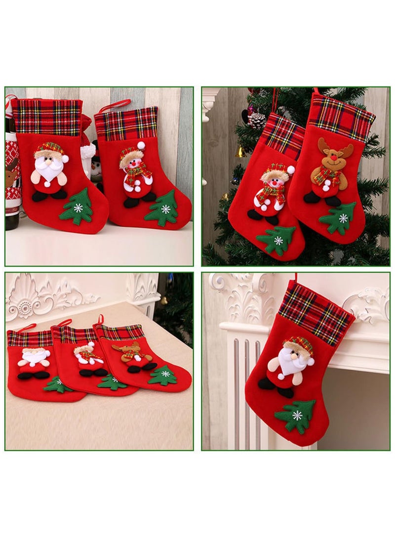 AUTOYSUR 3 Pack Christmas Stockings Gift Bag, 3D Christmas Stockings Gift & Treat Bags for Holiday Decoration Santa Reindeer Customed Design,Christmas Tree Fireplace Hanging Stockings - Image 2
