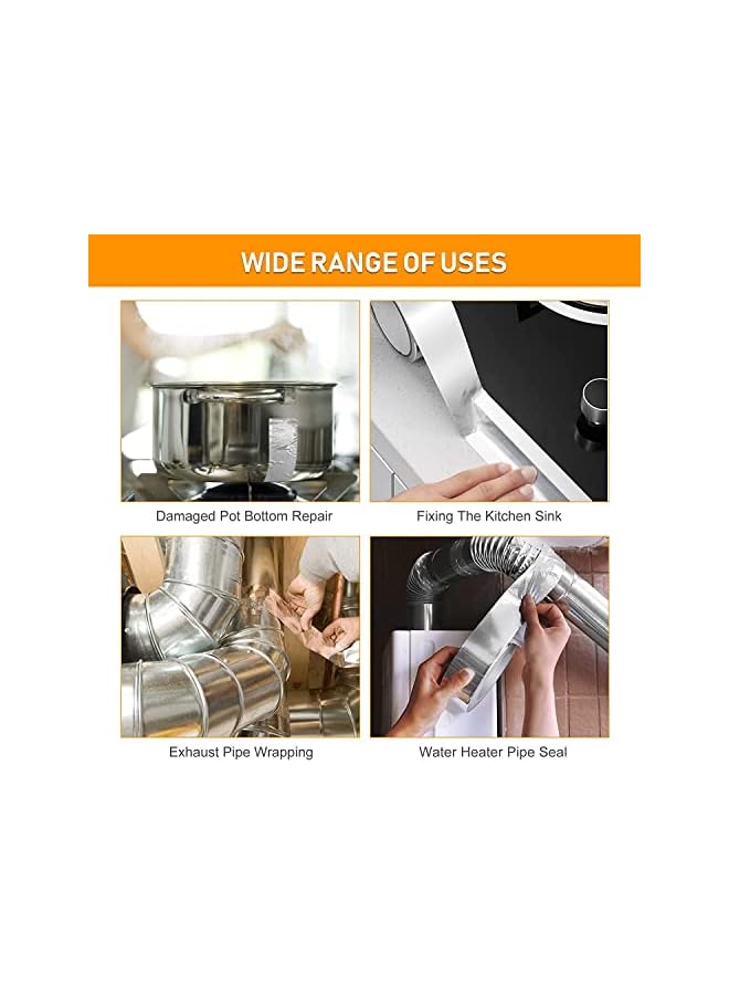 promass [Pack of 1] Aluminum Foil Tape - [2" x 15 Yards] - Insulation Adhesive Silver Metal Tape for HVAC, Sealing & Patching Hot & Cold Air Ducts - Image 5