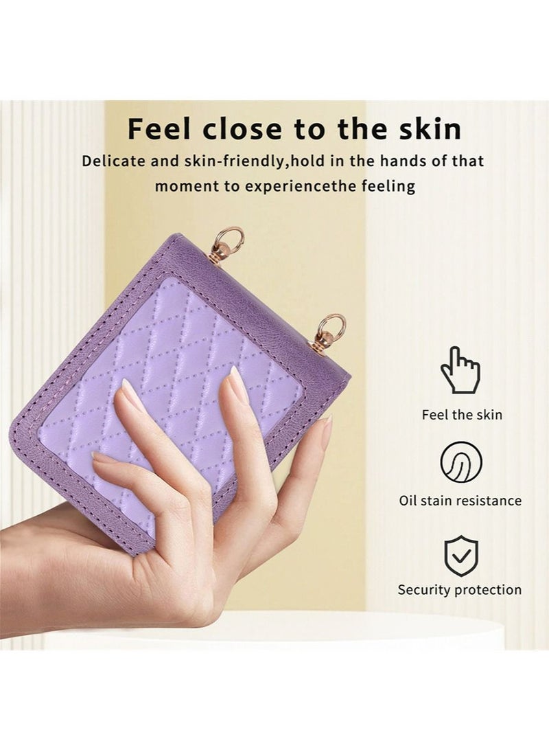 Samsung Galaxy Z Flip 5 5G Phone Case Cover Luxury Shockproof PU Leather Protective Anti-drop anti-scratch Anti-lose Fashion Crossbody Gift for Women Ladies