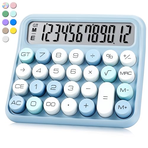 VEWINGL Mechanical Calculator 12 Digit Desk Calculator with Extra Large 5 LCD Display Big EasyPress Buttons 15 Tilted Screen Office School Desktop Calculator - Image 1