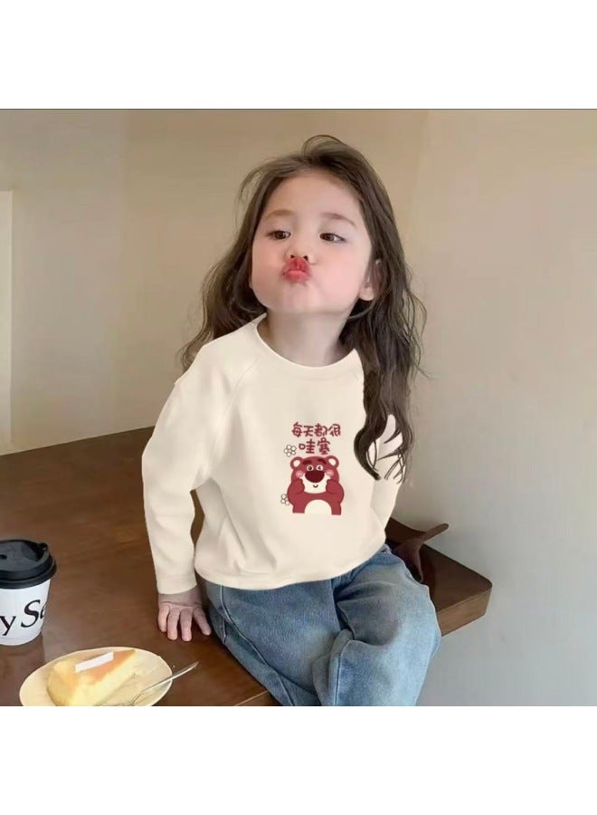 Girls' Pure Cotton Long-sleeve T-shirt Cartoon Spring And Autumn New Round Neck Base Shirt Children's Fashion Sweet Top - Image 1