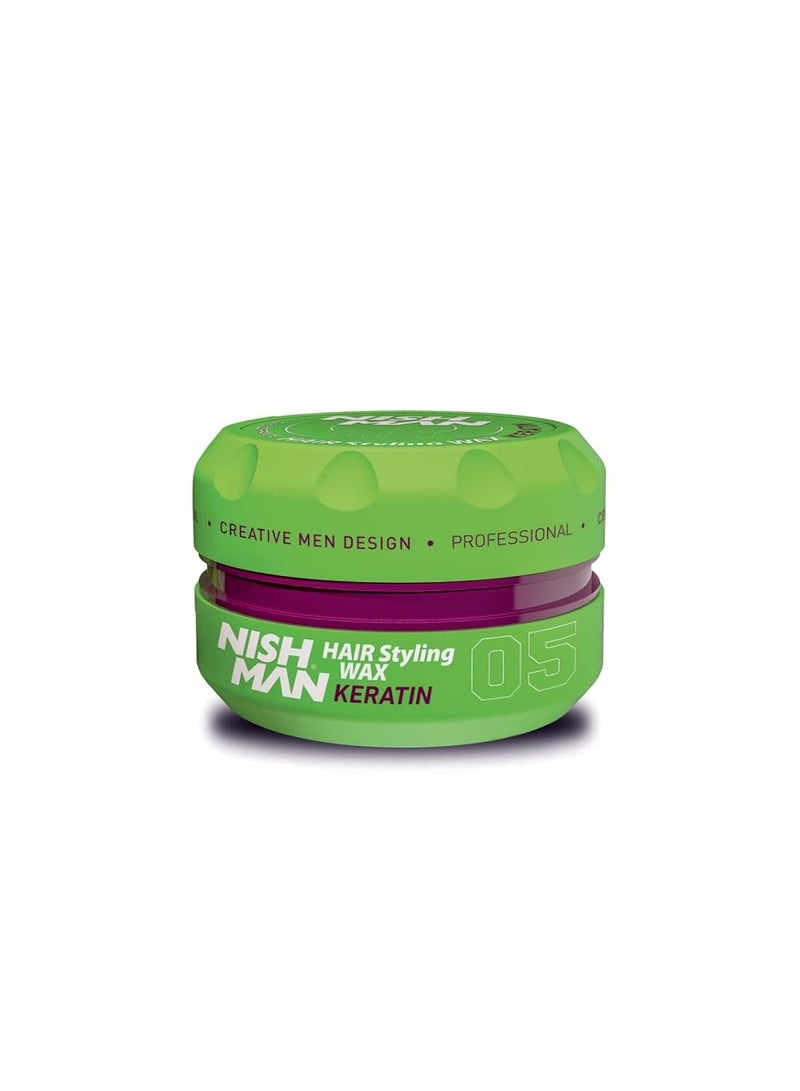 Nishman Hair Styling Hair Wax Keratin: Gloss Finish | Water Soluble | Shine Hair Style | Re-Stylable Wax for Men (100g/100ml) - Image 1