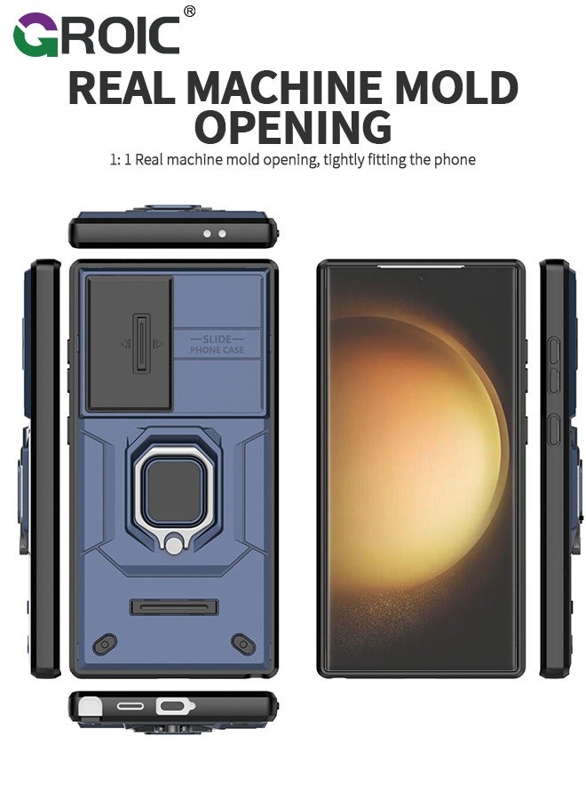 GROIC حافظة لهاتف سامسونج جالاكسي S24 الترا 6.8 بوصة مع مسند مدمج وغطاء واقٍ للكاميرا المنزلقة، حافظة واقية بمسند حلقي دوار 360 درجة لهاتف جالاكسي S24 الترا 6.8 بوصة - Image 5