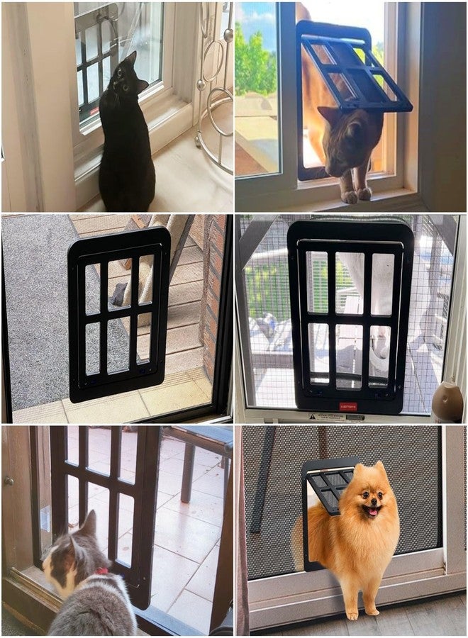 Namsan Cat Door Screen Door, Passage 8.3 x 10.3 inches, Small Dog Door for Sliding Door, Magnetic Auto Closing, Cat Screen Window, Lockable, Black - Image 2