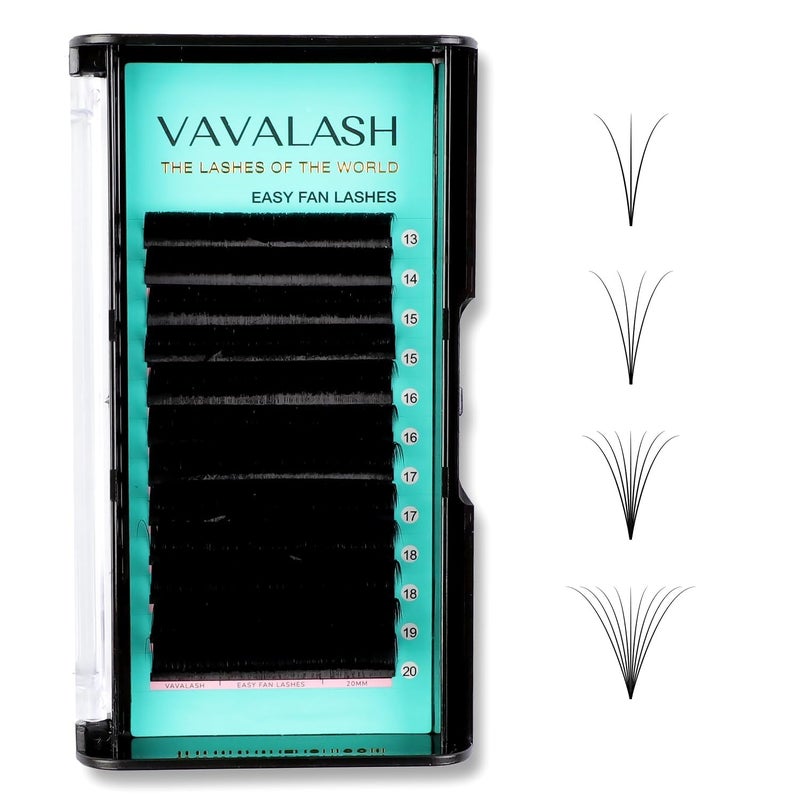 VAVALASH Eyelash Extension Supplies CC Curl 005 Rapid Volume Lash Extensions Easy Fan 3D 4D 5D 6D 7D 10D Automatic Blooming Flower Lashes Self Fanning Lashes Russian Volume Individual Lashes CC0051320mm