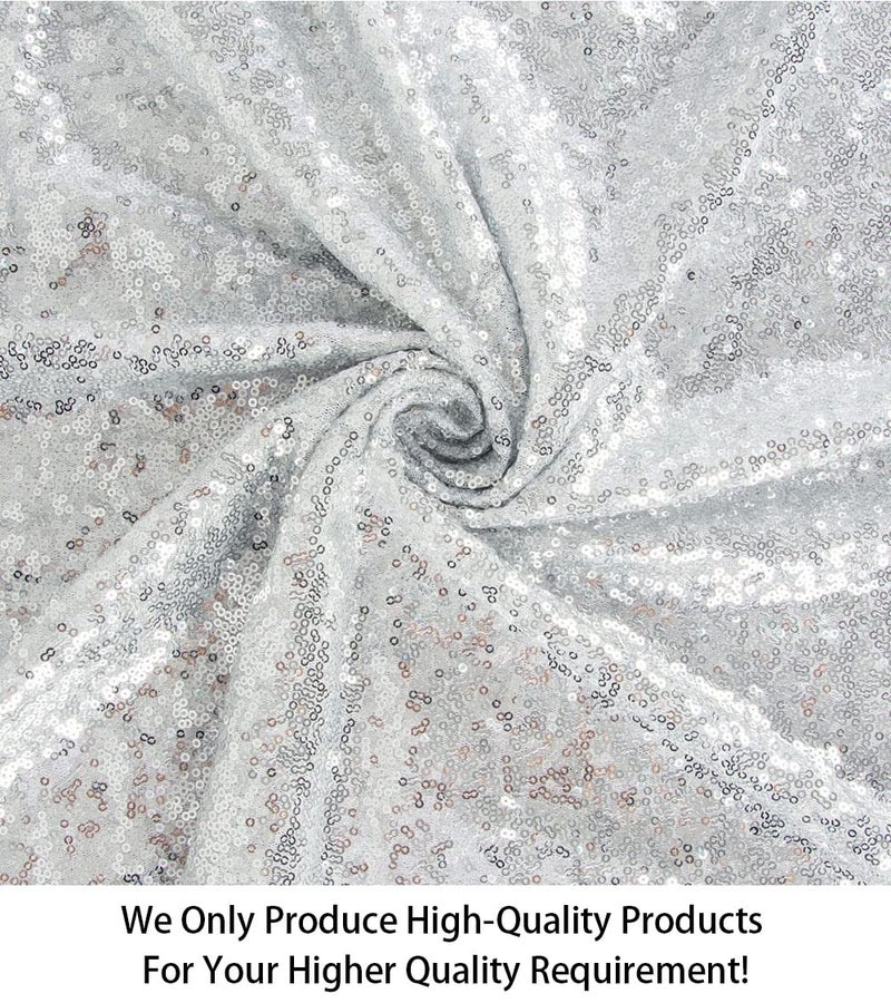 ShiDianYi 3 Feet 1 Yards-Silver-Sequin Fabric, by The Yard, Sequin Fabric, Tablecloth, Linen, for Xmas Decor (Silver) - Image 2