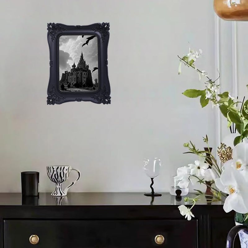 SIKOO Gothic Picture Frame 5x7 Black Vintage Picture Frames Tabletop and Wall Mount Display Black Gothic Halloween Decor - Image 5