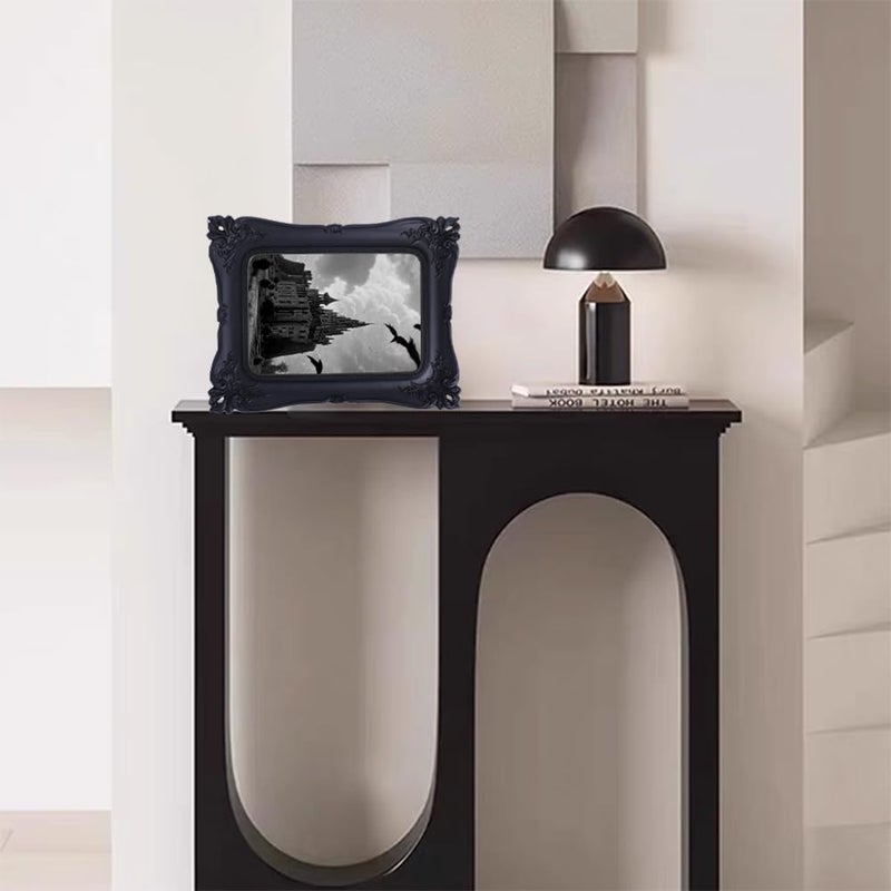 SIKOO Gothic Picture Frame 5x7 Black Vintage Picture Frames Tabletop and Wall Mount Display Black Gothic Halloween Decor - Image 4