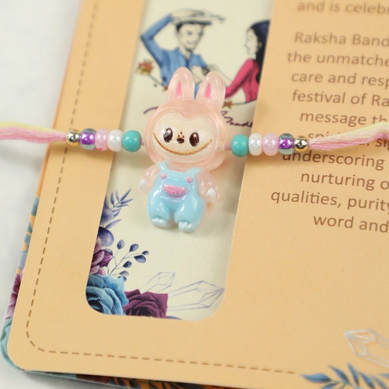 Madhoor Kids Rakhi with Labubu Design, Premium Thread Rakhi for Kids, Cute Festive Raksha Bandhan Rakhi, 20 cm - Image 1