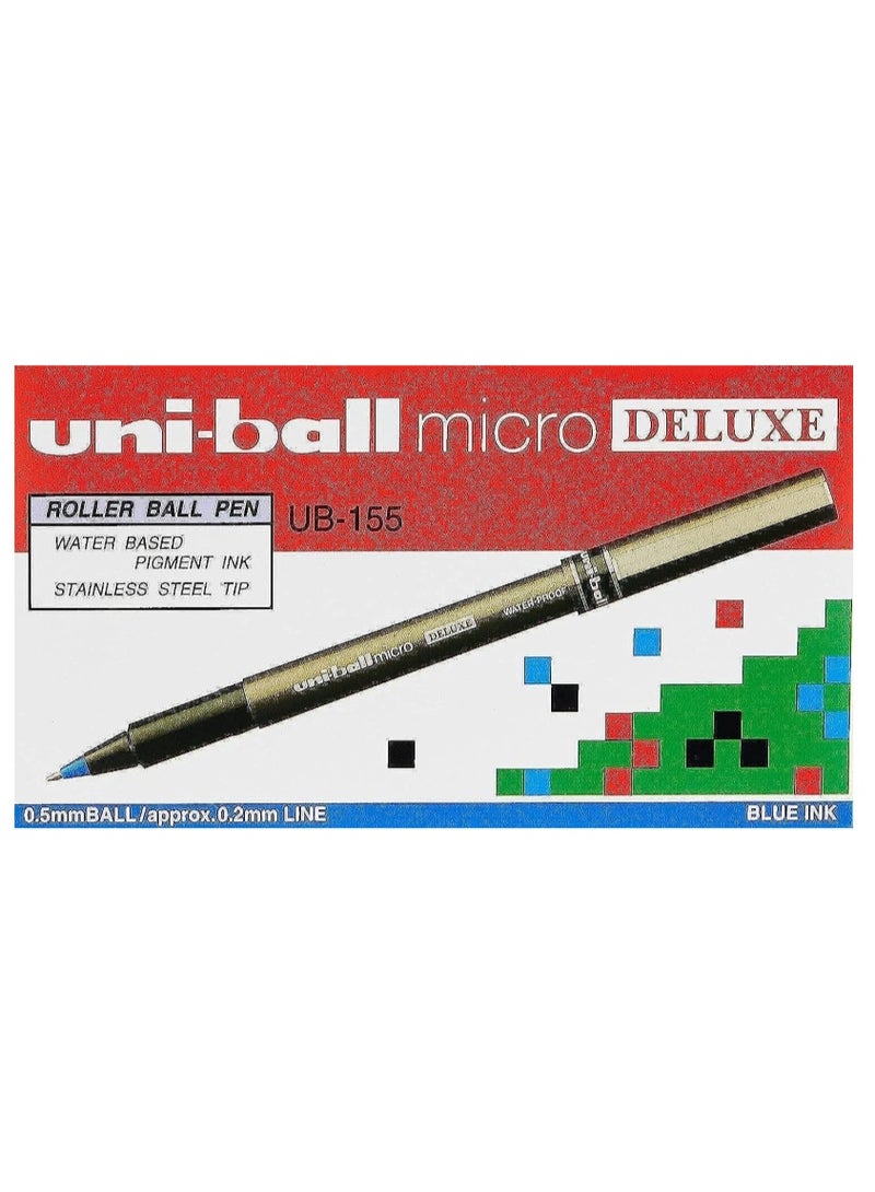 uni-ball Micro Deluxe Roller Pen - Blue Pack of 12
