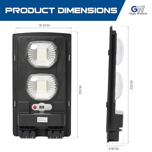 Gigawatts 108 LED 40W Solar Street Light with Wall Bracket & Remote Control 3.5Ah Battery Inbuilt 6W Solar Panel IP65 Water Resistant Outdoor Lamp for Wall Pathway Garden and Patio (1Pc, Cool White) - Image 3
