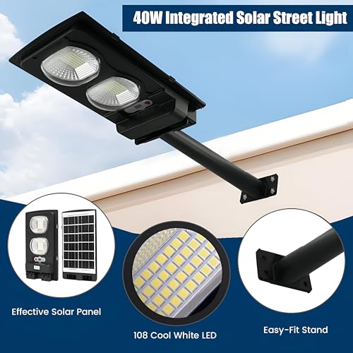 Gigawatts 108 LED 40W Solar Street Light with Wall Bracket & Remote Control 3.5Ah Battery Inbuilt 6W Solar Panel IP65 Water Resistant Outdoor Lamp for Wall Pathway Garden and Patio (1Pc, Cool White) - Image 4