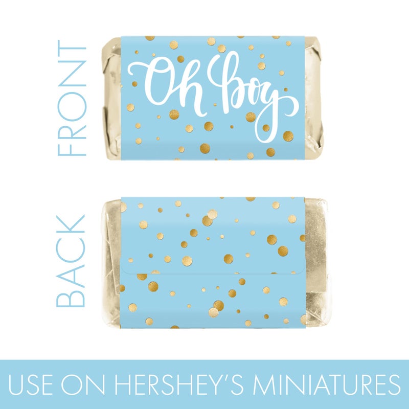 DISTINCTIVS Blue and Gold It's a Boy Baby Shower Wrappers for Mini Chocolate Bars, Baby Shower Party Favor Candy Stickers - 42 Count - Image 3