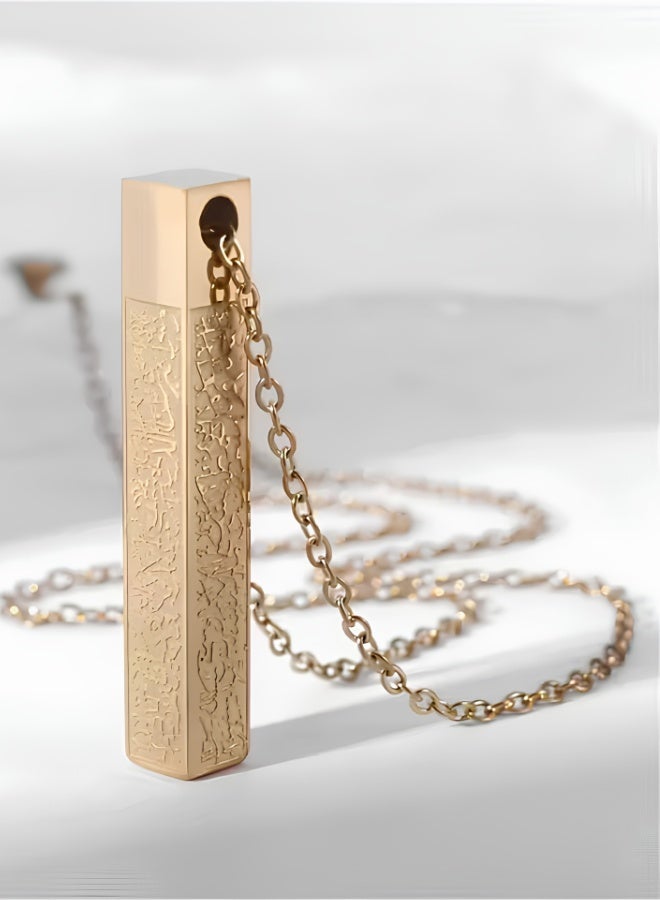 aeen Gold Ayatul Kursi Islamic Cube Pendant Necklace for Men & Women | Arabic Calligraphy Muslim Jewelry | Car Hanging & Gift for Eid - Image 2