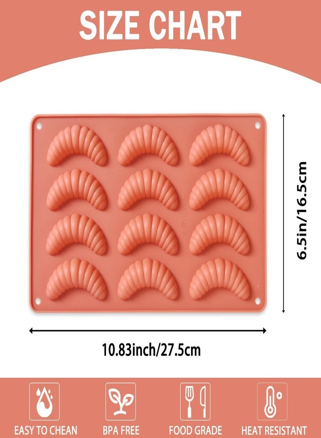 Vrthske 2PCS Silicone Croissant Molds, 12-Cavity Small Caterpillar Shaped Baking Pan for Cookie, Chocolate, Candy, Bread, Pastry, Cake Decoration - Image 2