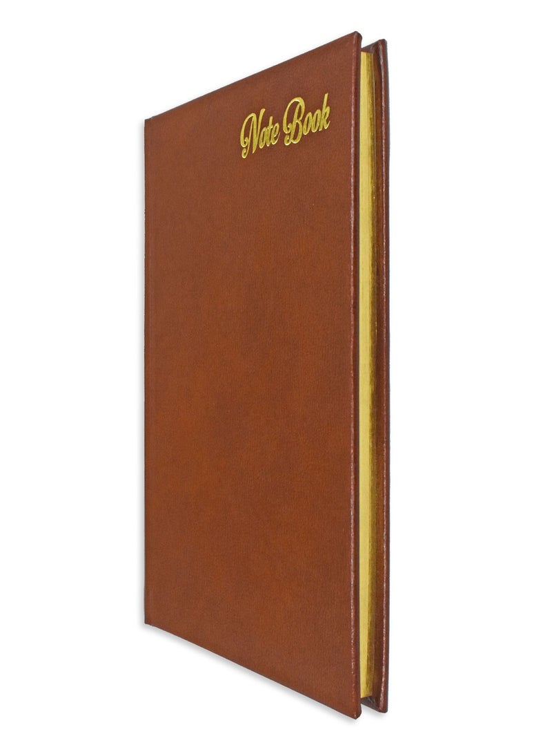 FIS Golden Notebook Bonded Leather, Size A5, Italian Ivory Paper, 70 GSM, 196 Pages, 8 mm Ruled, Hard Cover, Gold Gilded Edges, Colour Brown - FSNBHCA5GIVBLBR - Image 3