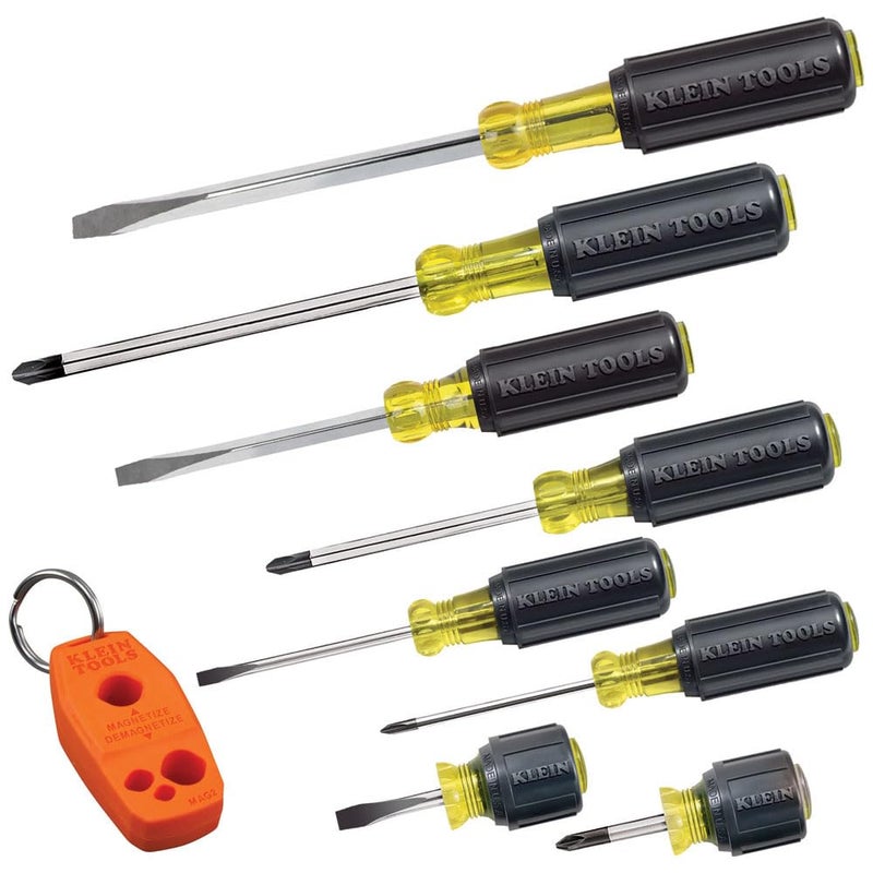 Klein Tools 85148 Screwdriver Set with Magnetizer Demagnetizer for Magnetic Tips Flathead and Phillips Home Improvement 9Piece