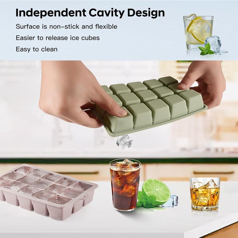 HANCELANT Silicone Ice Cube Tray 3 Pack, Ice Cube Mold, Ice Trays for Freezer with Lid for Whiskey, Baby Food, BPA Free, Easy Release - Image 3