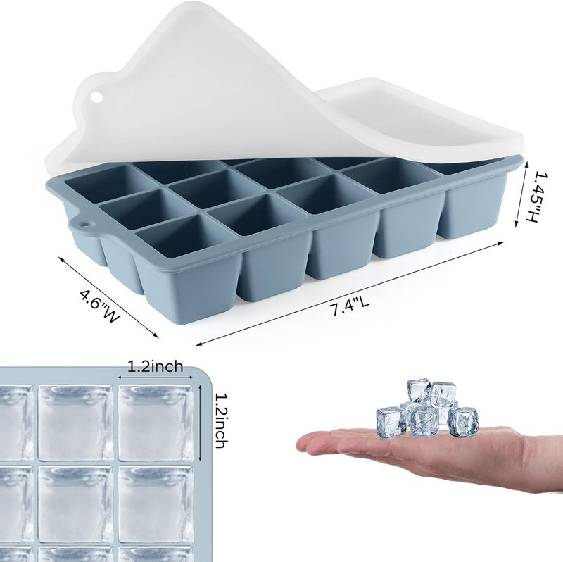 HANCELANT Silicone Ice Cube Tray 3 Pack, Ice Cube Mold, Ice Trays for Freezer with Lid for Whiskey, Baby Food, BPA Free, Easy Release - Image 4