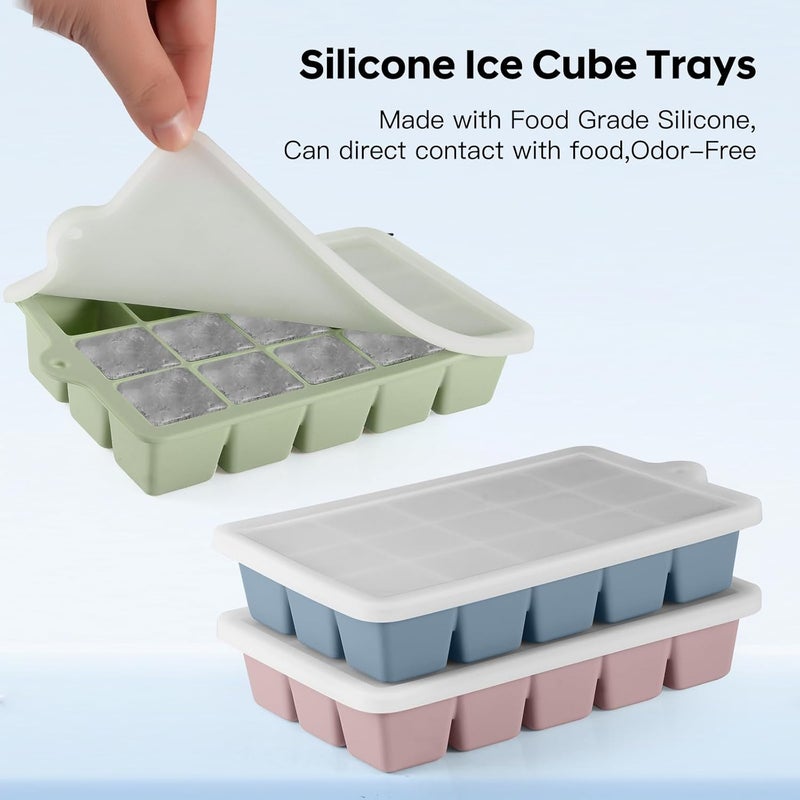 HANCELANT Silicone Ice Cube Tray 3 Pack, Ice Cube Mold, Ice Trays for Freezer with Lid for Whiskey, Baby Food, BPA Free, Easy Release - Image 5