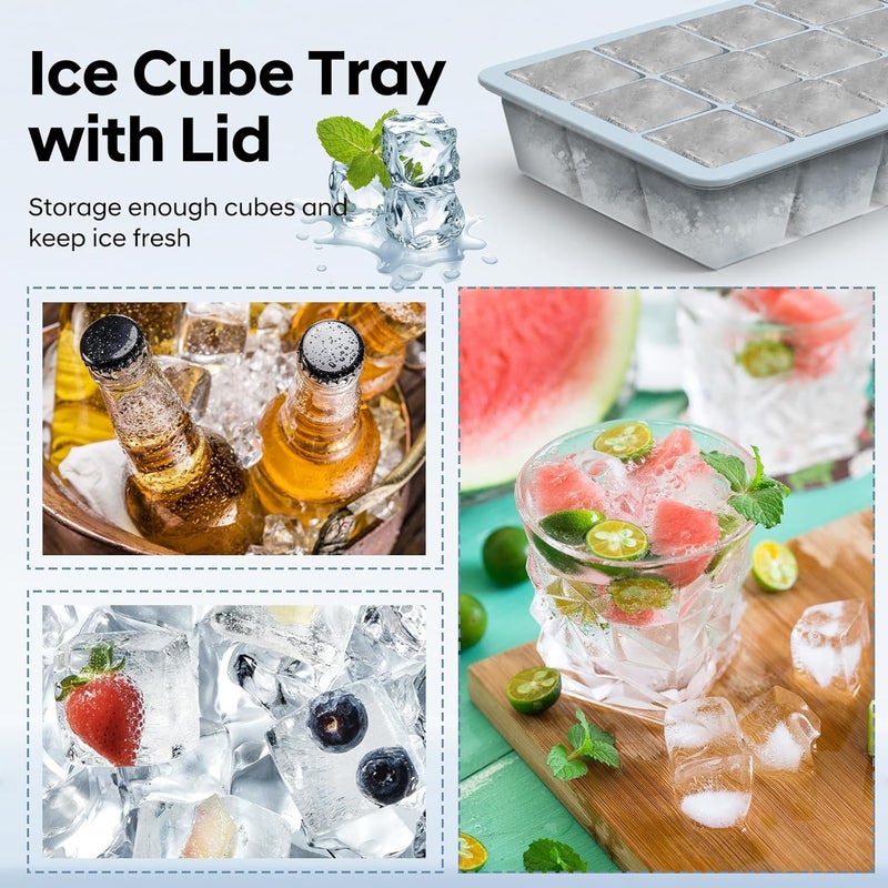 HANCELANT Silicone Ice Cube Tray 3 Pack, Ice Cube Mold, Ice Trays for Freezer with Lid for Whiskey, Baby Food, BPA Free, Easy Release - Image 2