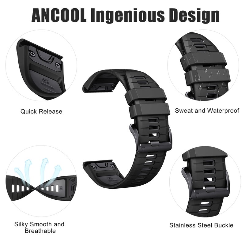 ANCOOL حزام ساعة ANCOOL لفينيكس 6S/فينيكس 7S/فينيكس 5S 20MM حزام ساعة سيليكون لفينيكس 8 43mm/5S بلس/6S برو/7S برو/إنستينكت 2S (أسود-رمادي) - Image 4