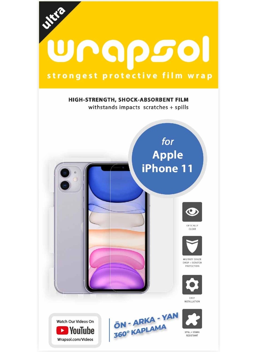 iPhone 11 Full Body Screen Protector Front Back Side Impact Absorbing Polyurethane Film