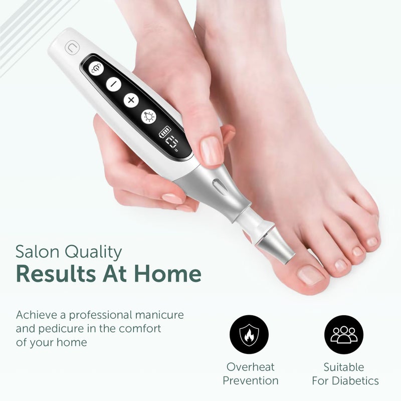 UTILYZE PediLux Pro Professional Manicure Pedicure Kit, Cordless Electric Nail File Drill Set, Thick Toenail Grinder, Toe Nail Dremel Tools, Filer, Buffer, Sander, Remove Cuticles, Callus for Men & Women - Image 5