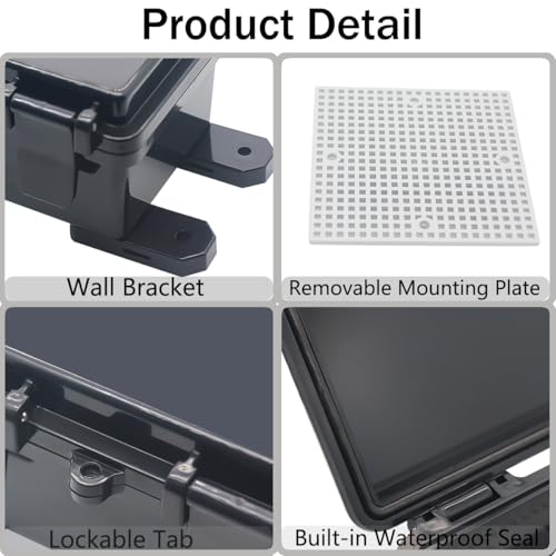 Otdorpatio Junction Box, Hinged Clear Cover IP67 Waterproof ABS Project Box with 2 NPT 1/2" Cable Gland, Electrical Box Enclosure with Mounting Plate & Wall Bracket 5.9 x 5.9 x 3.5inch(150x150x90mm) - Image 4