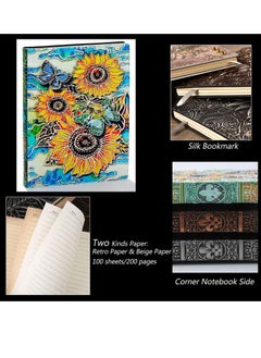 Y&D 3D Sunflower Journal Writing Notebook with Diamond Pen Set, Antique Handmade Leather Daily Notepad Sketchbook, Travel Diary&Notebooks to Write in, Gift for Girls Women (Sunflower-Color)  - Image 4