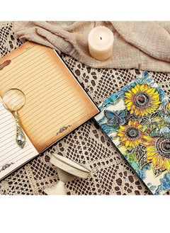 Y&D 3D Sunflower Journal Writing Notebook with Diamond Pen Set, Antique Handmade Leather Daily Notepad Sketchbook, Travel Diary&Notebooks to Write in, Gift for Girls Women (Sunflower-Color)  - Image 2