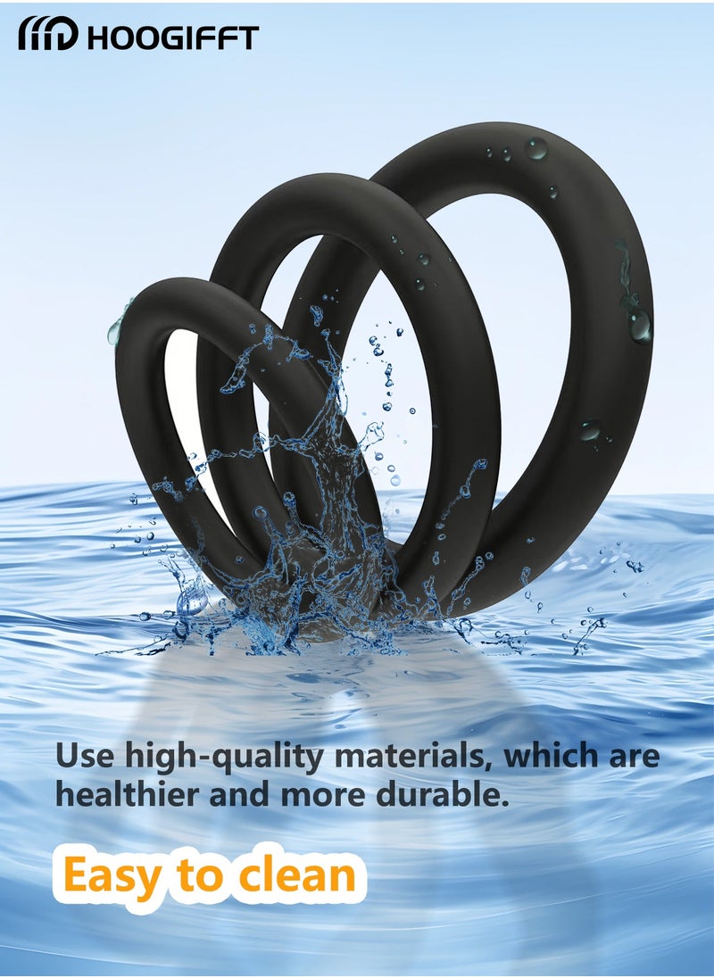 HOOGIFFT 3 pc Silicone Ring Men Sports Ring Elastic Easy Stretch Resistance Tear Resistance Exercise Ring Extended Endurance Waterproof Wear Resistant Soft Suitable for Male Sports Home  - Image 2